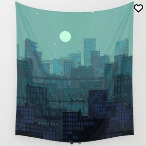 City blue wall tapestry